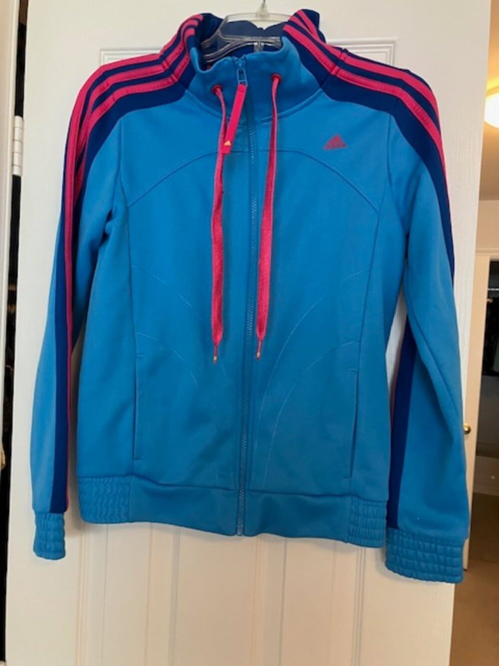 Women's Blue and Fuchsia Adidas Zip-up Jacket Size Small